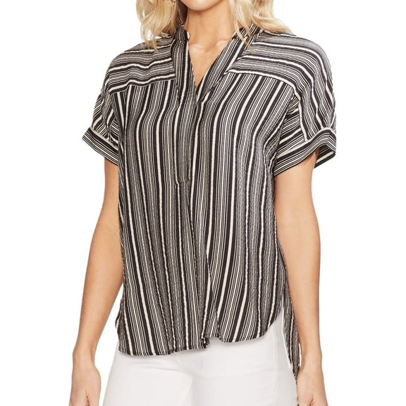 Vince Camuto Womens High-Low Pullover Blouse, Black, Small