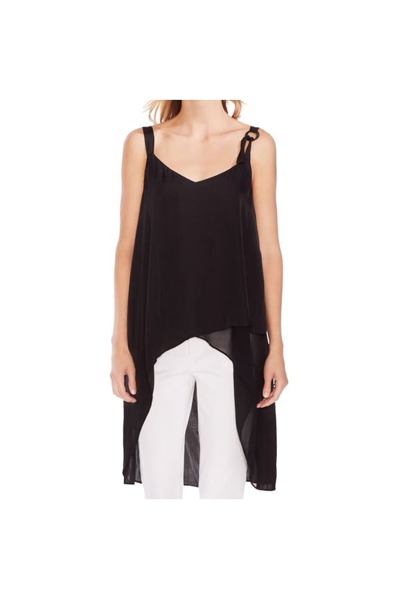 Womens High-Low Tank Top, Black, X-Small