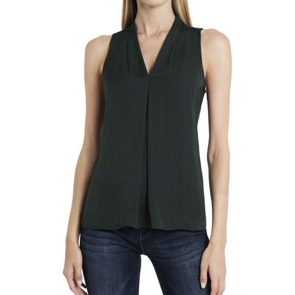 Vince Camuto Womens Inverted Pleat Pullover Blouse, Green, X-Small