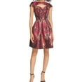 thumbnail image 1 of Vince Camuto Womens Jacquard Cutout Fit & Flare Dress, Pink, 16, 1 of 2