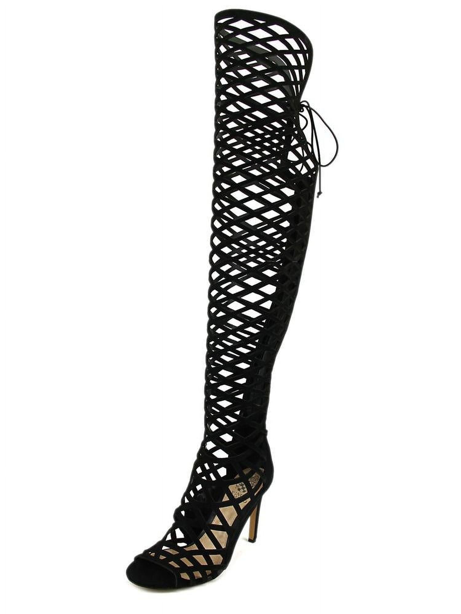 Black open toe over the knee boots deals