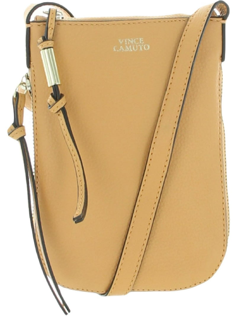 Vince Camuto Womens Kenzy Leather Crossbody Shoulder Handbag Tan