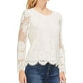 thumbnail image 1 of Vince Camuto Womens Lace Pullover Blouse, White, X-Small, 1 of 2