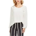 thumbnail image 1 of Vince Camuto Womens Laced Shoulders Pullover Blouse, Off-White, Medium, 1 of 1