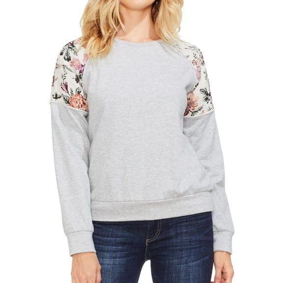Vince Camuto Womens Mixed-Media Sweatshirt
