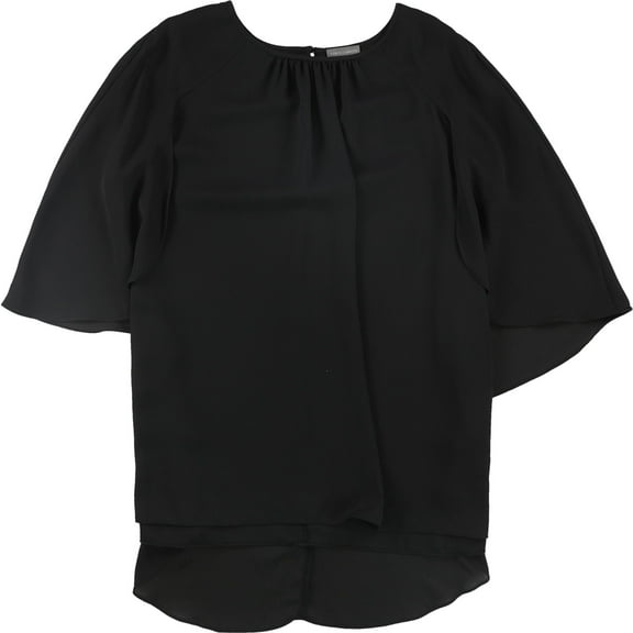 Vince Camuto Womens Neck Cape Pullover Blouse, Black, Plus Size, 1X