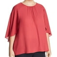 thumbnail image 1 of Vince Camuto Womens Neck Cape Pullover Blouse, Pink, Plus Size, 2X, 1 of 2