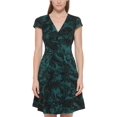 thumbnail image 1 of Vince Camuto Womens Paisley Flocked Cap Sleeve Dress Hunter 0, 1 of 1