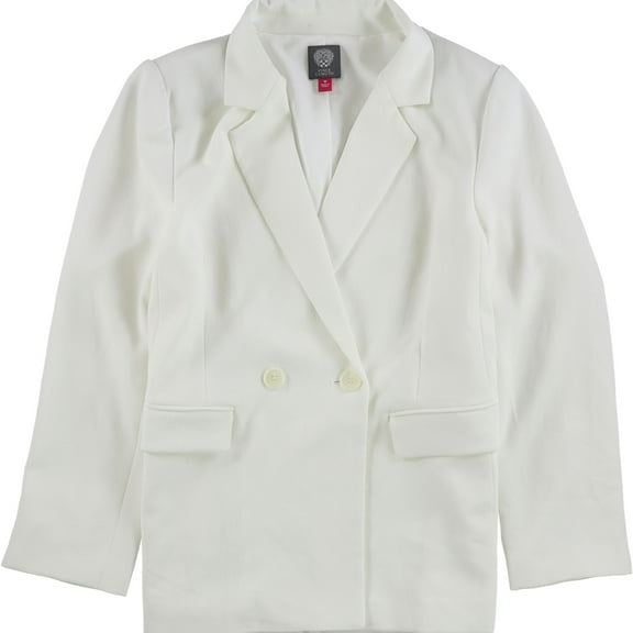 Vince Camuto Womens Parisian Crepe Double Breasted Blazer Jacket, Off-White, 10