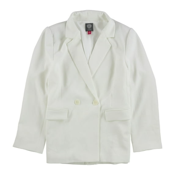 Vince Camuto Womens Parisian Crepe Double Breasted Blazer Jacket, Off-White, 6