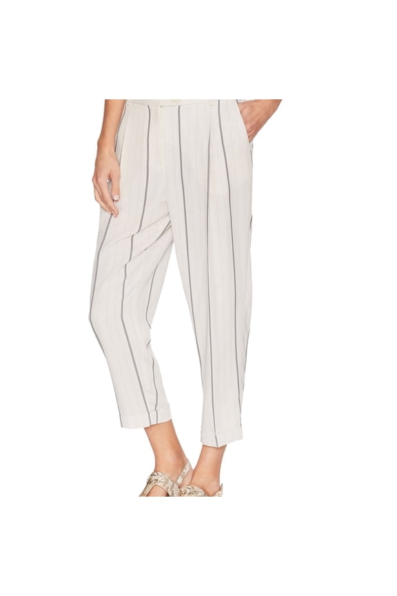 Womens Pleated Casual Trouser Pants, White, 14