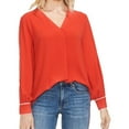 thumbnail image 1 of Vince Camuto Womens Piped Pullover Blouse, Orange, Large, 1 of 1