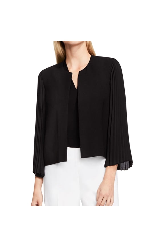 Womens Pleated Sleeve Jacket, Black, 12