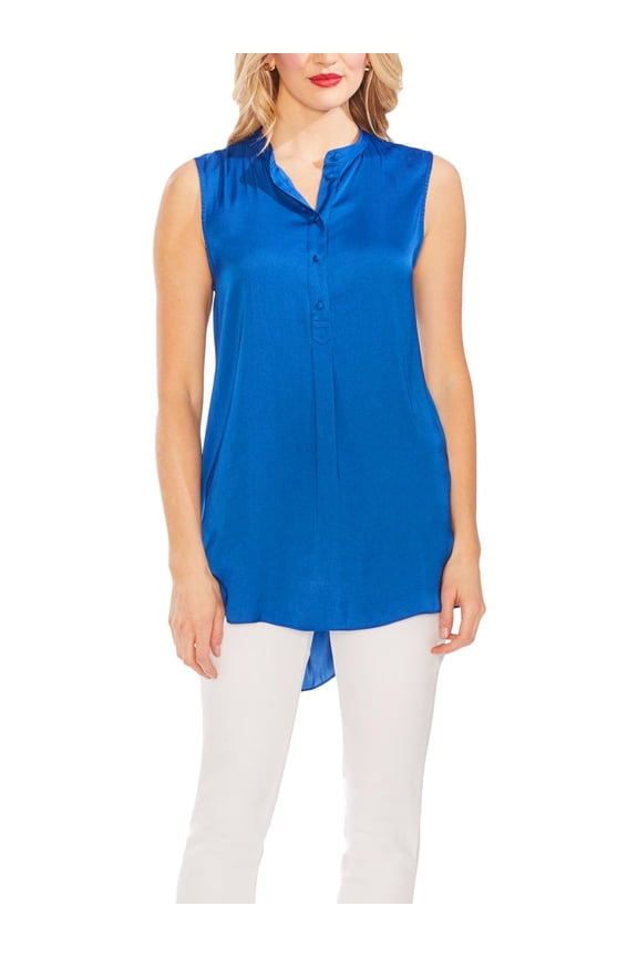 Womens Plus Sleeveless Button Tank Top