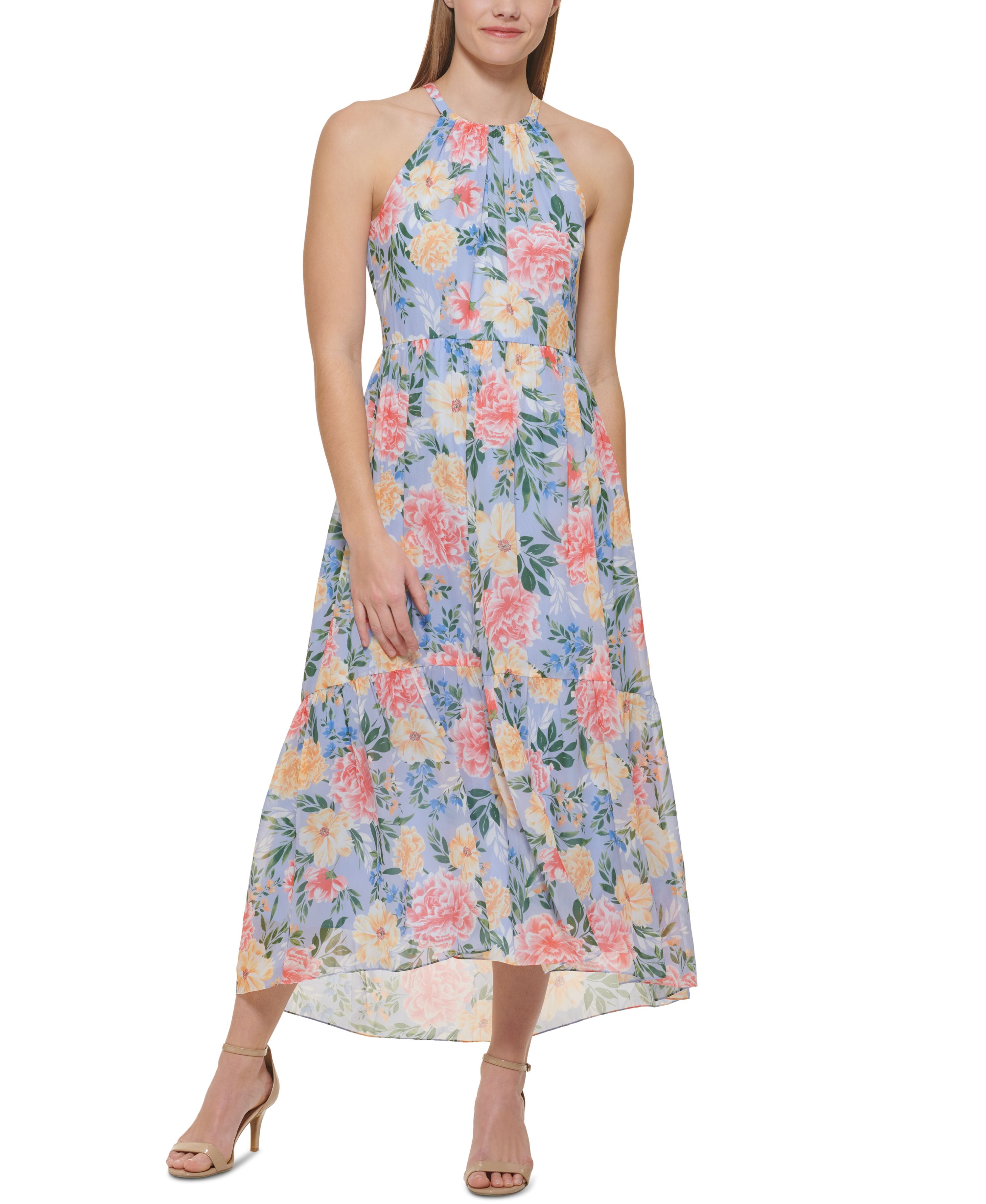 Vince Camuto Womens Printed Chiffon Maxi Dress Periwinkle 14 - Walmart.com