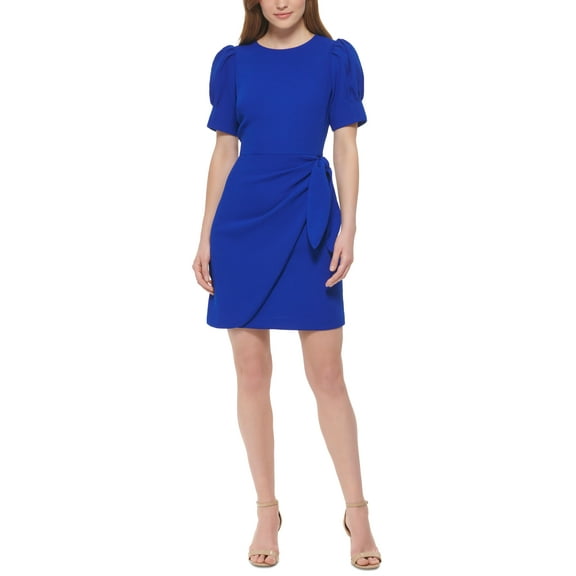 Vince Camuto Womens Puff Sleeve Wrap Style Dress Cobalt 12