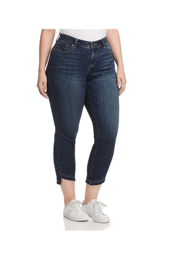 Womens Blue Cropped Jeans Plus Size: 24W