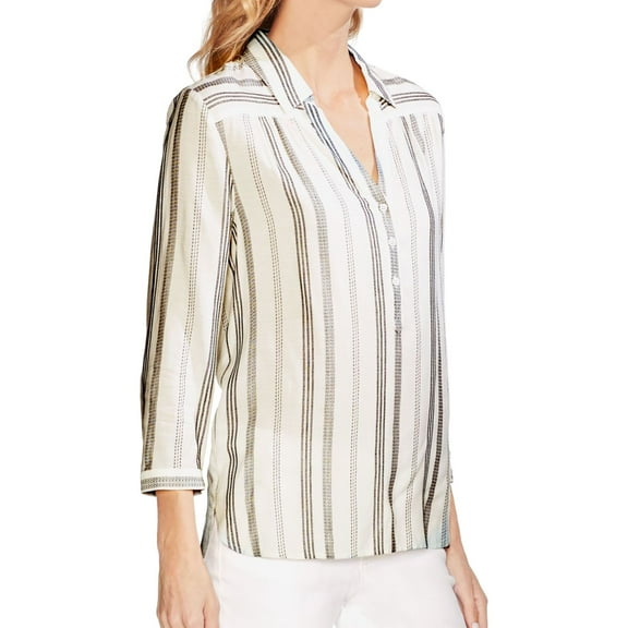 Vince Camuto Womens Rayon Striped Pullover Blouse, White, XX-Small