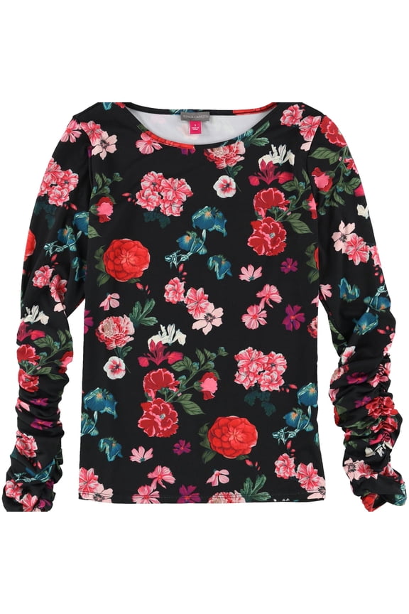 Womens Ruched Basic T-Shirt, Black, Small