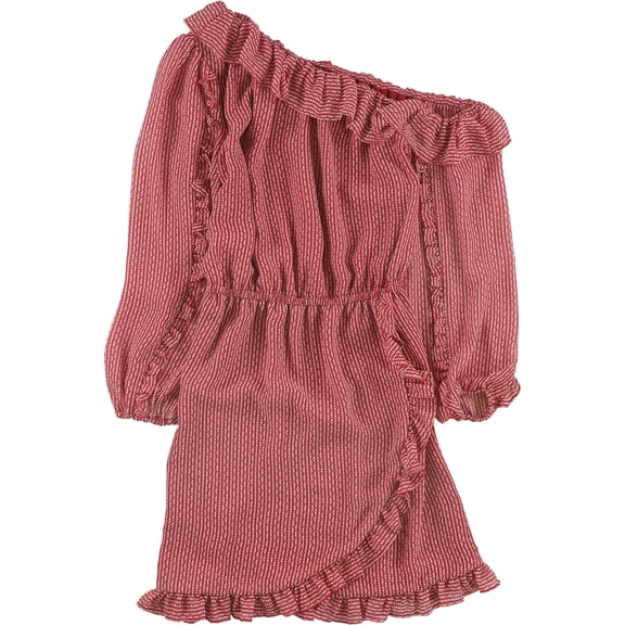 Vince Camuto Womens Ruffle-Trim One Shoulder Dress, Red, 0