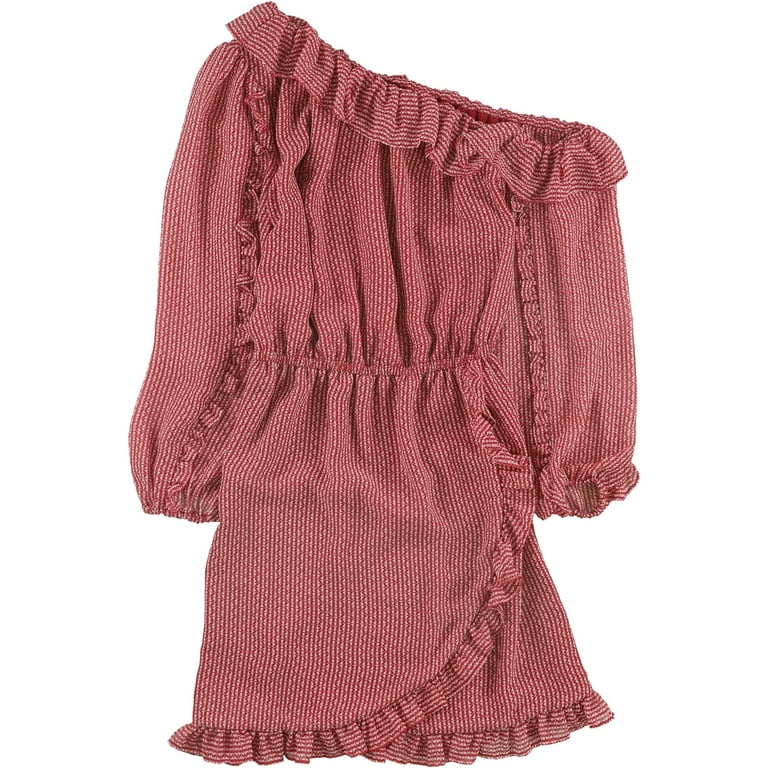 Vince Camuto Womens Ruffle Trim One Shoulder Dress Red 8