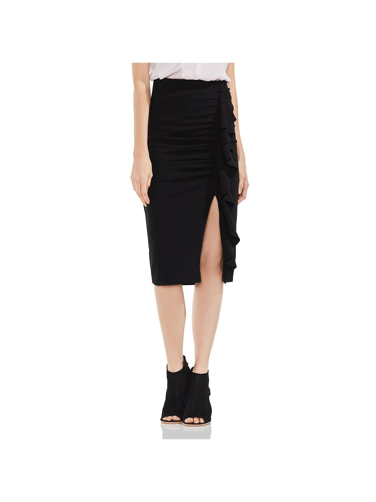 Vince Camuto Womens Ruffled Below Knee Pencil Skirt