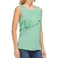 thumbnail image 1 of Vince Camuto Womens Ruffled Sleeveless Blouse Top, Green, Medium, 1 of 2