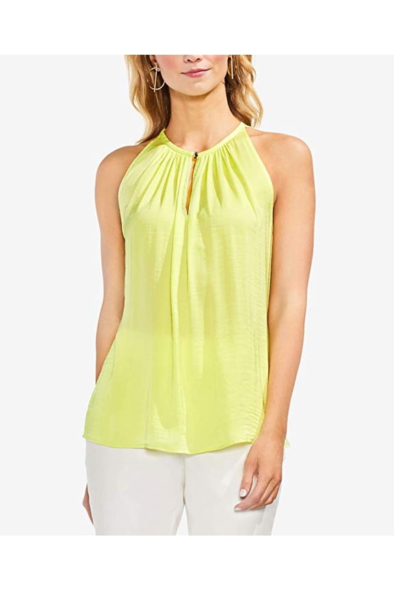 Womens Rumpled Satin Keyhole Top Size XS