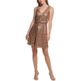 thumbnail image 1 of Vince Camuto Womens Sequin V-Neck Blouson Fit & Flare Dress Rog 10, 1 of 1
