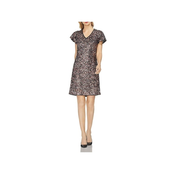 VINCE CAMUTO $169 Womens New 1233 Black Flutter Sleeve Sequined Dress 4 B+B