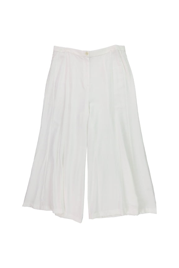 Womens Solid Casual Wide Leg Pants, Off-White, X-Large