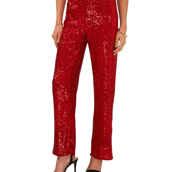 Vince Camuto Womens Sparkle Shine Casual Trouser Pants, Red, XX-Small