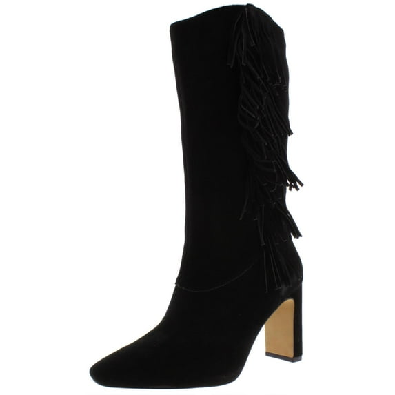 Vince Camuto Womens Sterla Suede Fringe Dress Boots Black 5 Medium (B,M)