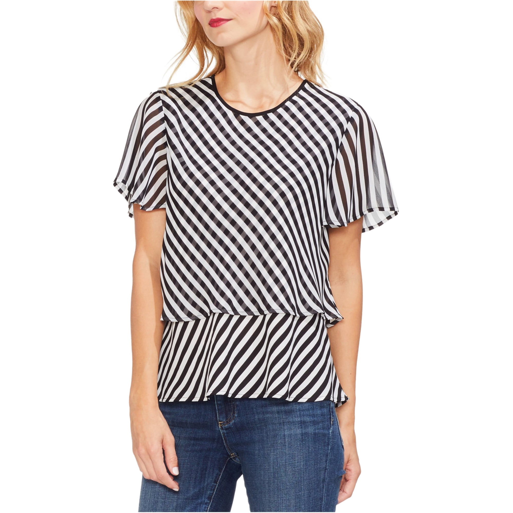 Vince camuto black and white blouse sales