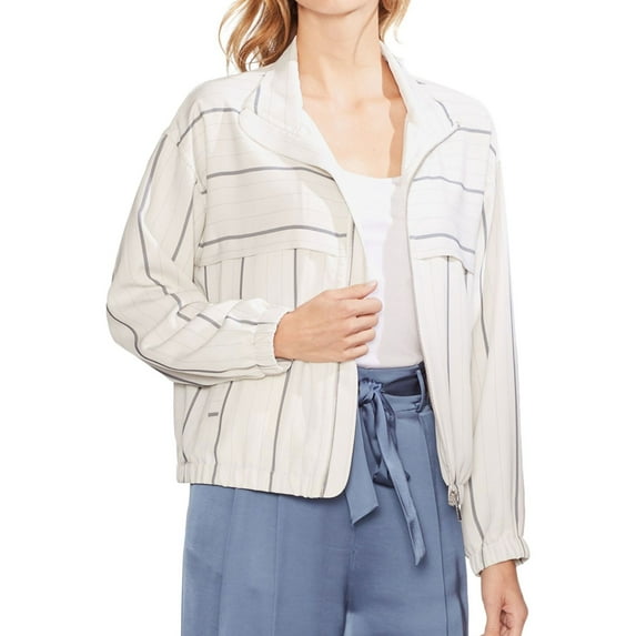 Vince Camuto Womens Striped Lightweight Bomber Jacket