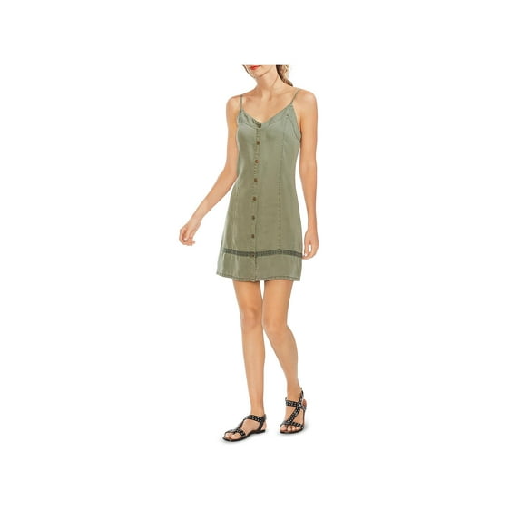 Vince Camuto Womens Tencel V-Neck Casual Dress Green XS