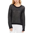 thumbnail image 1 of Vince Camuto Womens Textured Stitch Pullover Sweater, Black, X-Large, 1 of 2