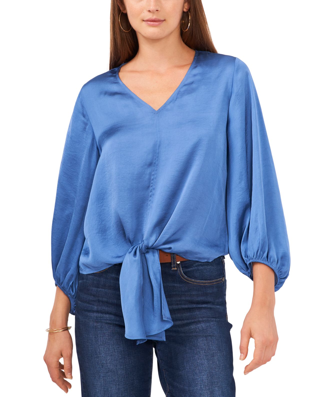 Vince Camuto Womens Tie-Front Top, Blue, XL - Walmart.com