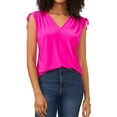 thumbnail image 1 of Vince Camuto Womens Tie Shoulder V Neck Sleeveless Blouse Top, Pink, X-Small, 1 of 1