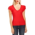thumbnail image 1 of Vince Camuto Womens Tiered Sleeves Mesh Blouse Red XL, 1 of 3
