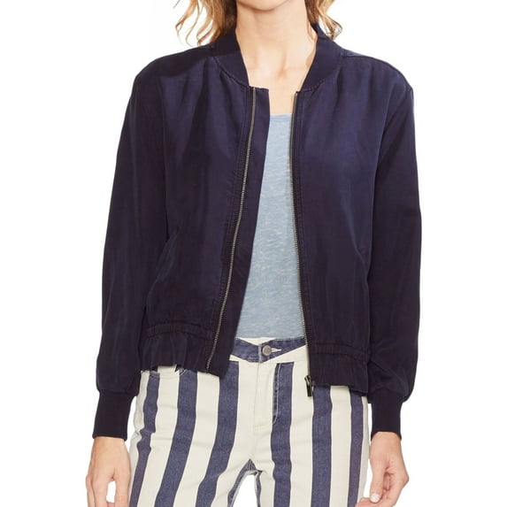 Vince Camuto Womens Twill Bomber Jacket, Blue, X-Large