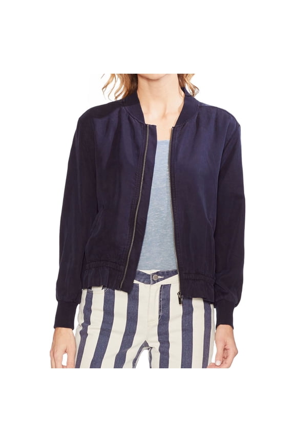 Womens Twill Bomber Jacket, Blue, X-Large