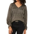 thumbnail image 1 of Vince Camuto Womens Smocked Cuff Knit Blouse, black, X-Large, 1 of 3