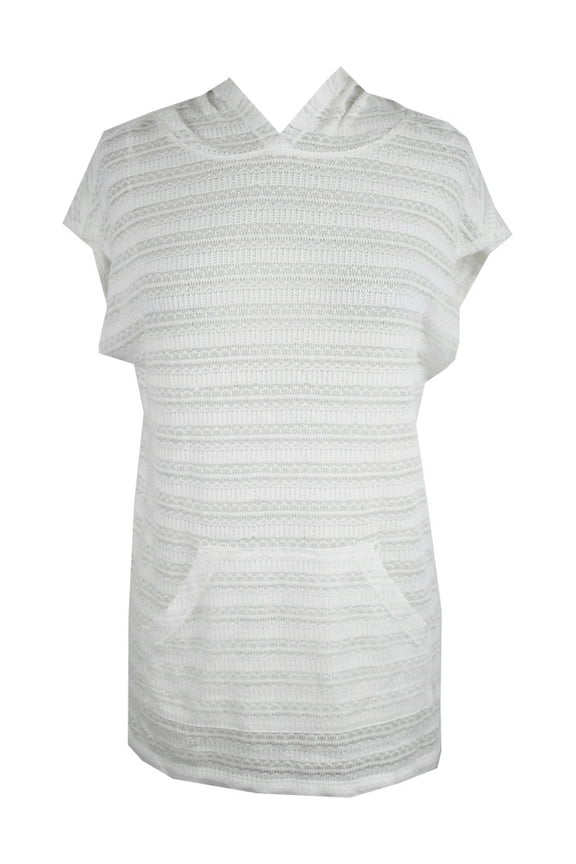 Womens White Sleeveless Hooded Pullover XXS