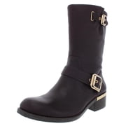 Vince Camuto Womens Windy Leather Moto Mid-Calf Boots Brown 5 Medium B,M
