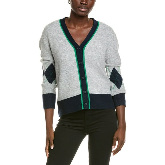 Vince Camuto womens  Argyle Cardigan, l, Gray