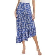 Vince Camuto womens Asymmetric Batik Skirt, L, Green