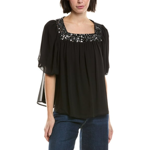 Vince Camuto womens  Bubble Sleeve Top, m, Black