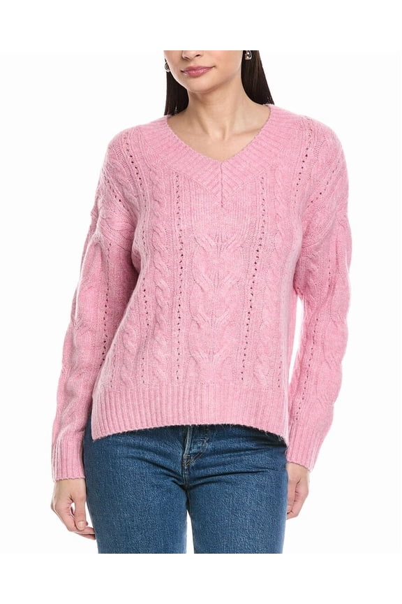 womens Cable Sweater, s, Pink