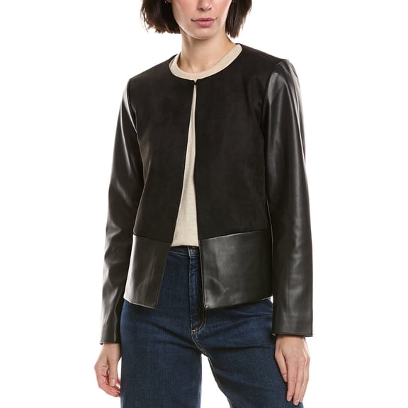 Vince Camuto womens  Collarless Jacket, 0, Black